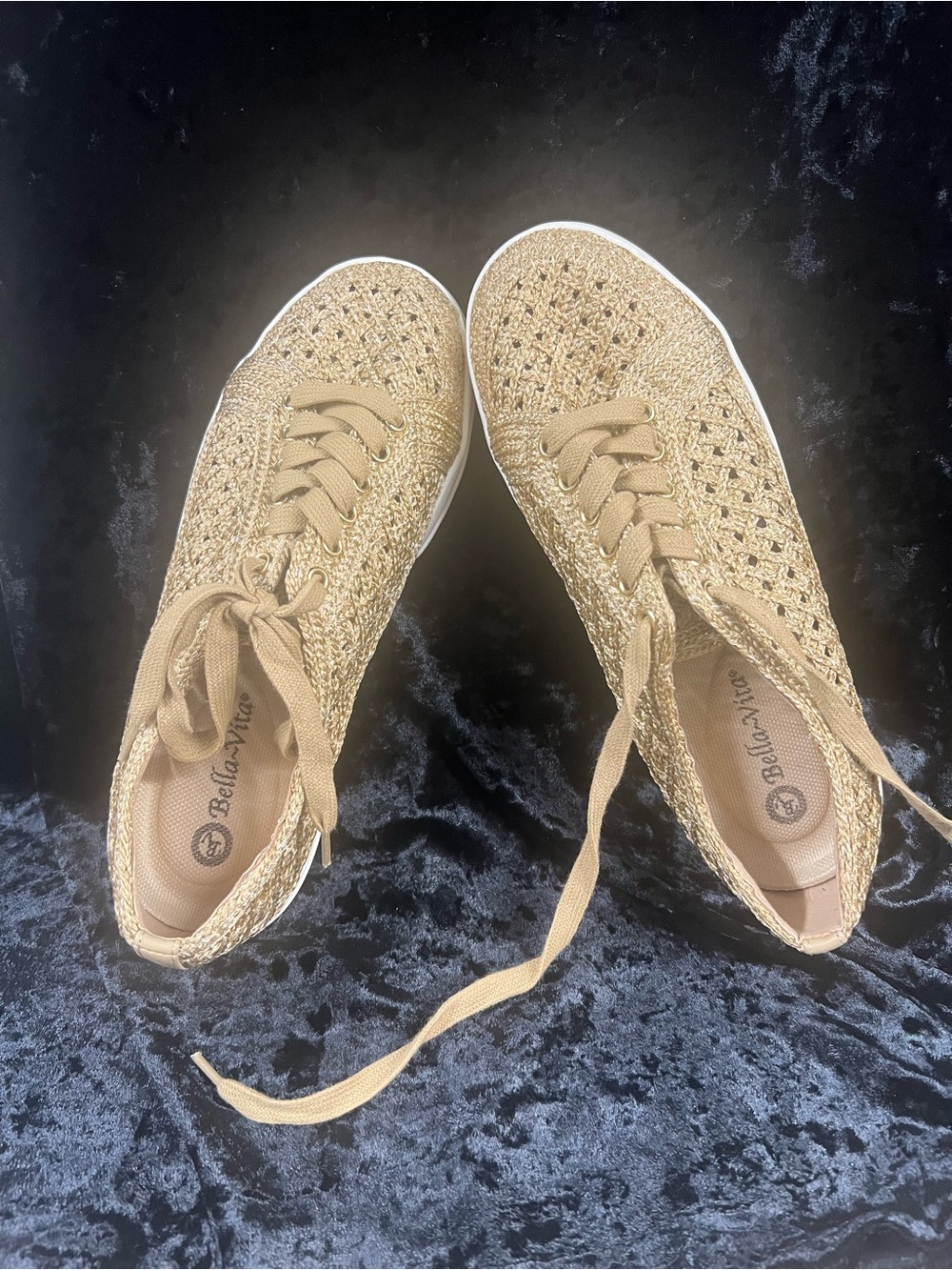 Bella Vita Women's Woven Lace-Up Sneakers in Beige